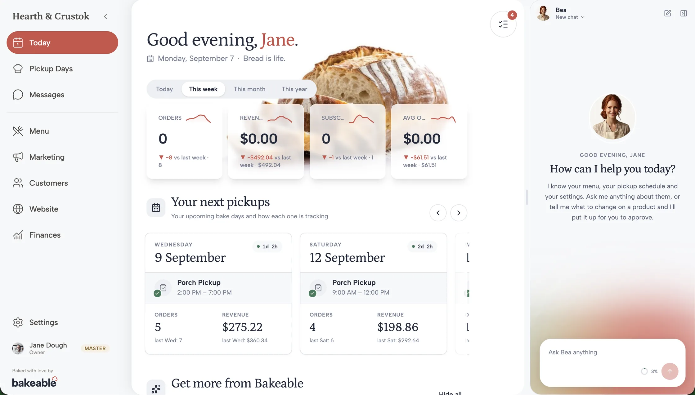 The Bakeable dashboard
